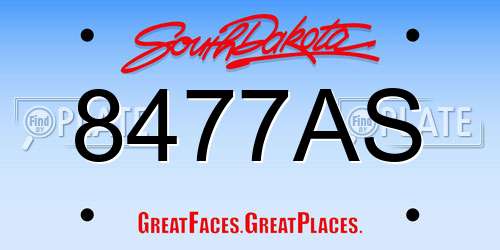 8477AS South Dakota License Plate