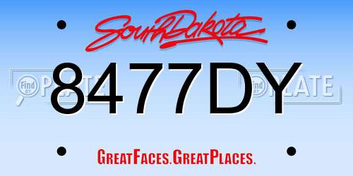 8477DY South Dakota License Plate