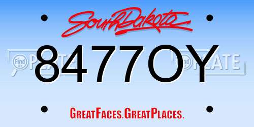8477OY South Dakota License Plate