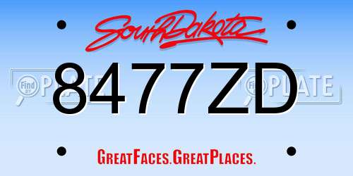 8477ZD South Dakota License Plate