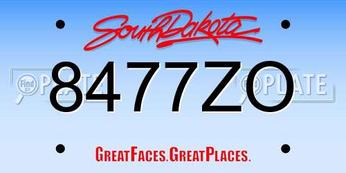 8477ZO South Dakota License Plate