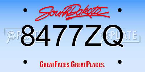 8477ZQ South Dakota License Plate