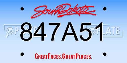 847A51 South Dakota License Plate