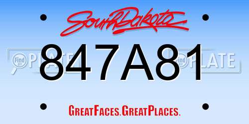 847A81 South Dakota License Plate