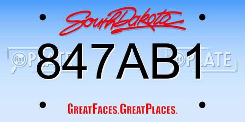 847AB1 South Dakota License Plate