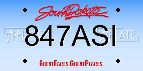 847ASI South Dakota License Plate