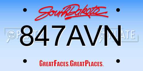 847AVN South Dakota License Plate
