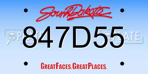 847D55 South Dakota License Plate