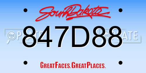 847D88 South Dakota License Plate