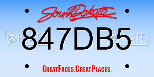 847DB5 South Dakota License Plate