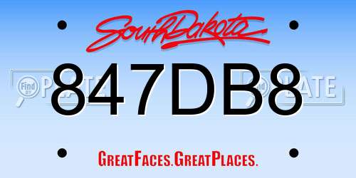 847DB8 South Dakota License Plate