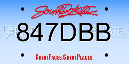 847DBB South Dakota License Plate