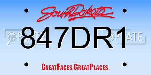 847DR1 South Dakota License Plate