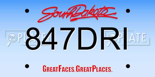 847DRI South Dakota License Plate