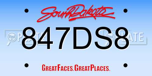 847DS8 South Dakota License Plate