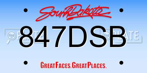 847DSB South Dakota License Plate
