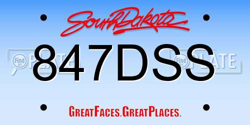 847DSS South Dakota License Plate