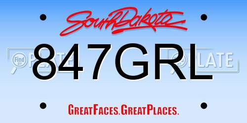 847GRL South Dakota License Plate