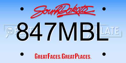 847MBL South Dakota License Plate