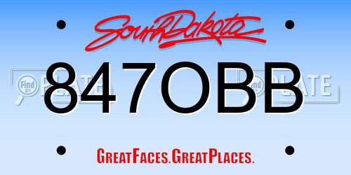 847OBB South Dakota License Plate