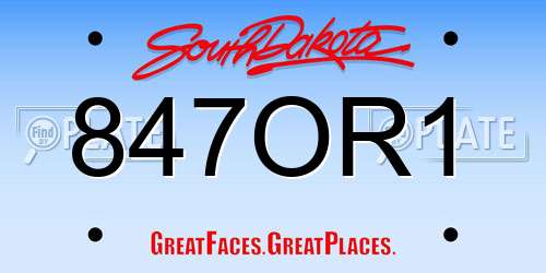 847OR1 South Dakota License Plate
