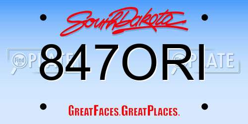 847ORI South Dakota License Plate
