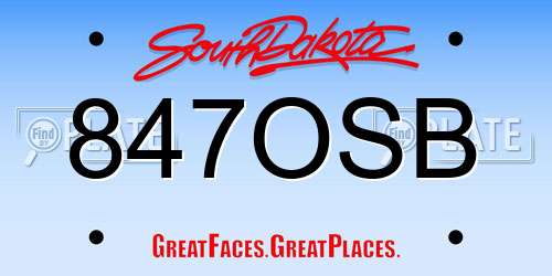 847OSB South Dakota License Plate