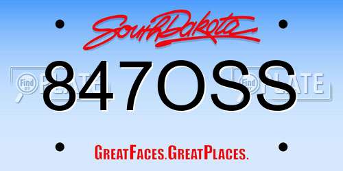847OSS South Dakota License Plate
