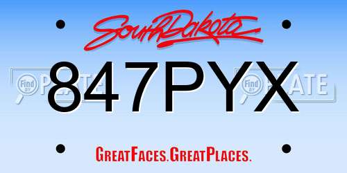 847PYX South Dakota License Plate