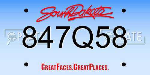 847Q58 South Dakota License Plate
