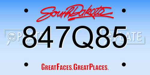 847Q85 South Dakota License Plate