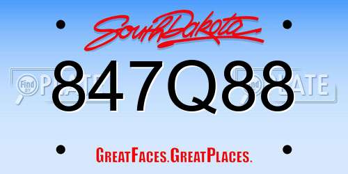847Q88 South Dakota License Plate