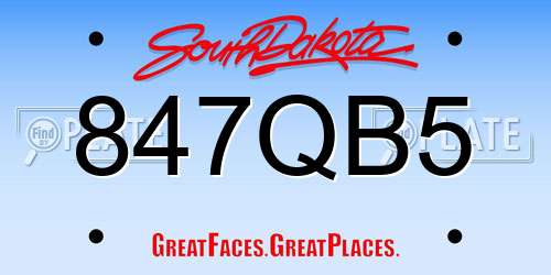 847QB5 South Dakota License Plate