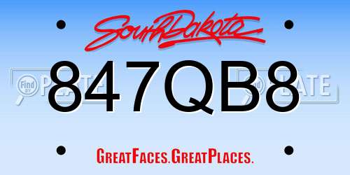 847QB8 South Dakota License Plate