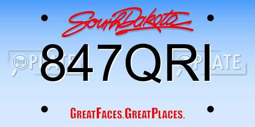 847QRI South Dakota License Plate