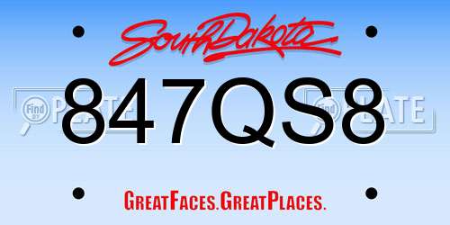 847QS8 South Dakota License Plate