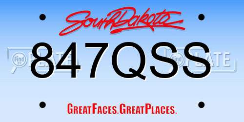 847QSS South Dakota License Plate