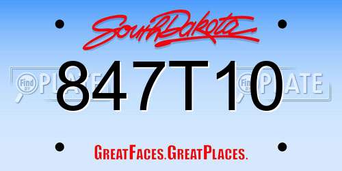 847T10 South Dakota License Plate