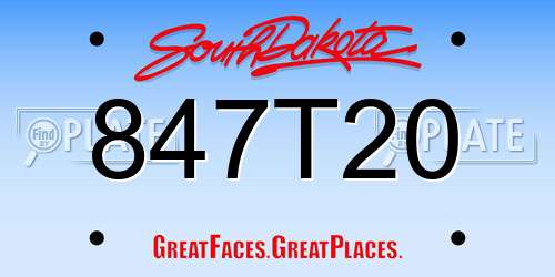 847T20 South Dakota License Plate