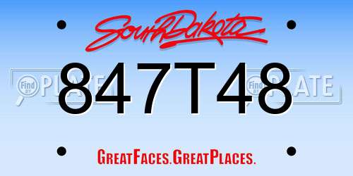 847T48 South Dakota License Plate