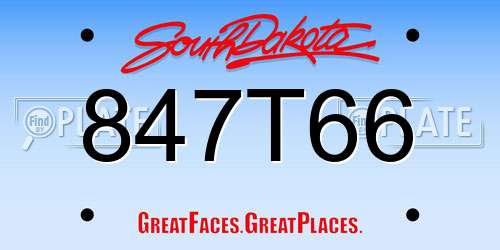 847T66 South Dakota License Plate