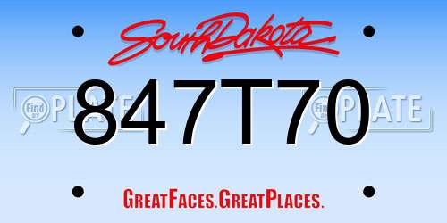 847T70 South Dakota License Plate