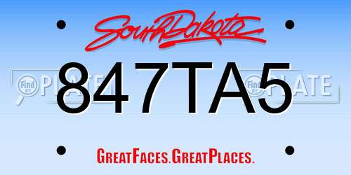847TA5 South Dakota License Plate