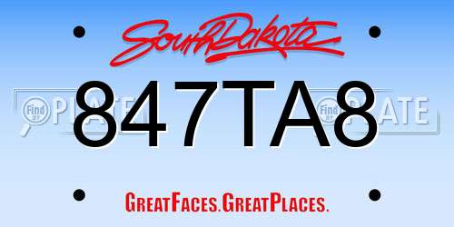 847TA8 South Dakota License Plate