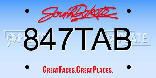 847TAB South Dakota License Plate
