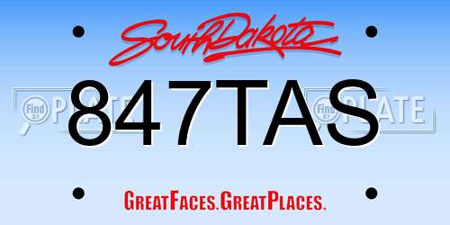 847TAS South Dakota License Plate