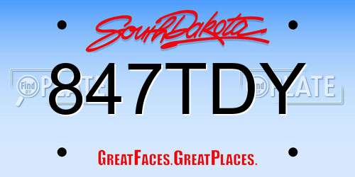 847TDY South Dakota License Plate