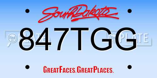 847TGG South Dakota License Plate