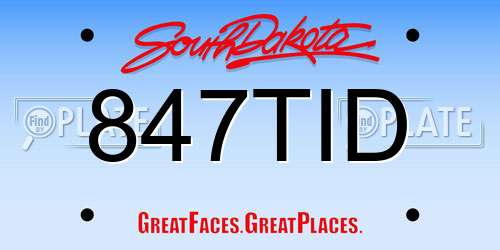 847TID South Dakota License Plate
