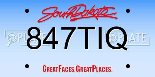847TIQ South Dakota License Plate